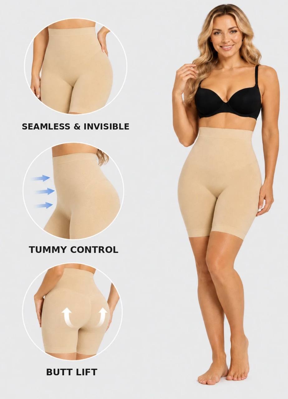 Women's Seamless Shorts Shapewear, Tummy Control Body Shaper, Nude – Stretch Compression Underwear 1231011