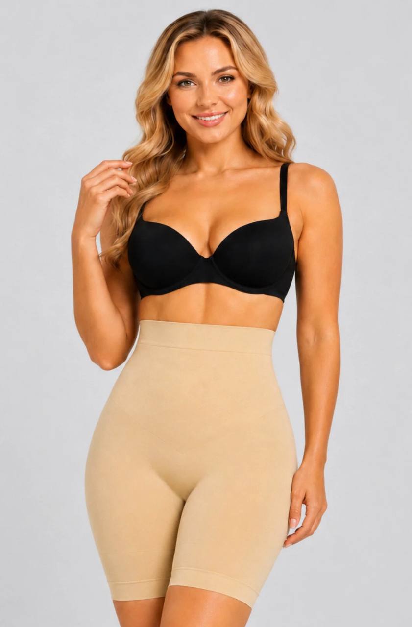 Women's Seamless Shorts Shapewear, Tummy Control Body Shaper, Nude – Stretch Compression Underwear 1231011