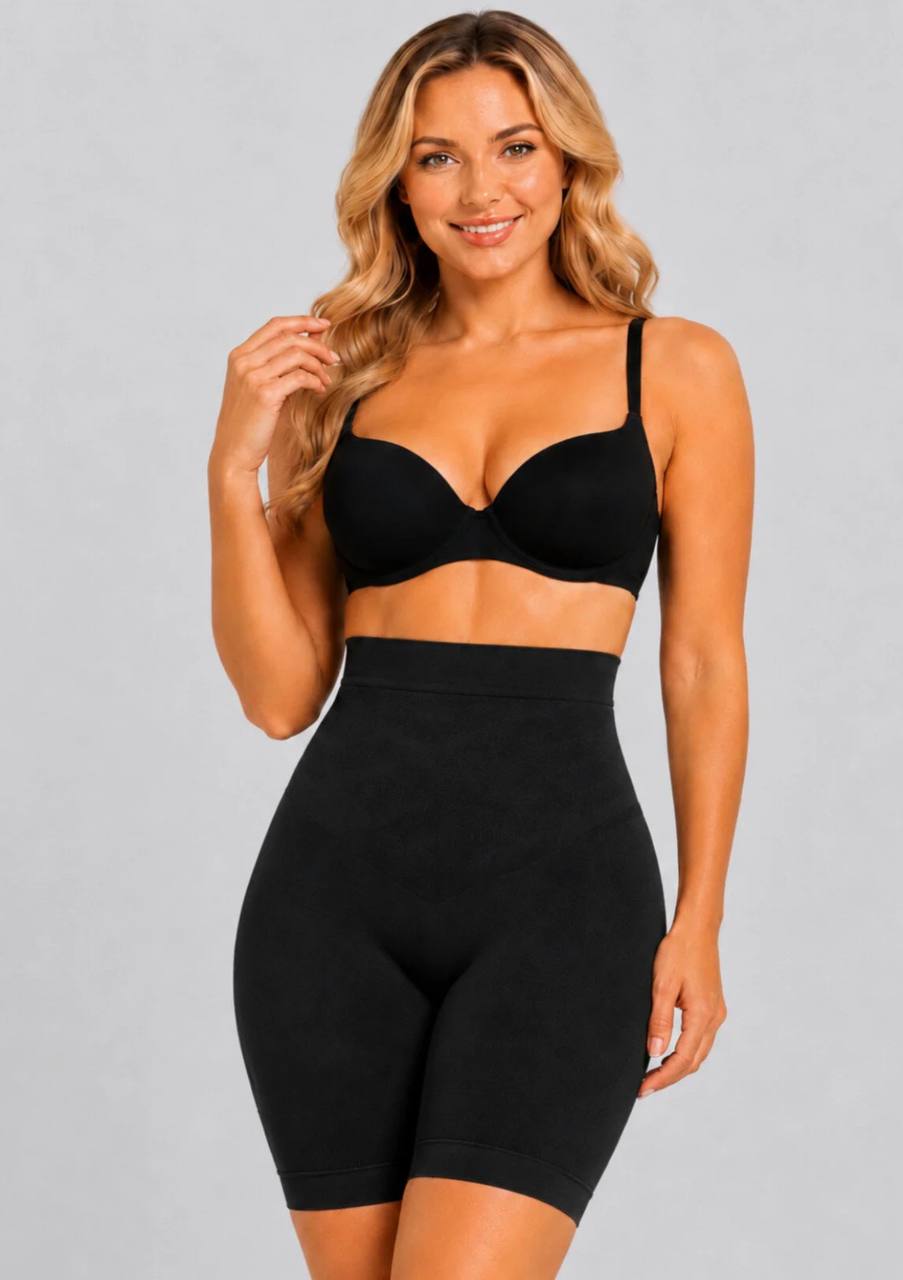 Women's Seamless Shorts Shapewear, Tummy Control Body Shaper, Black – Stretch Compression Underwear 1231011W