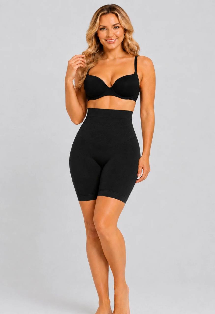 Women's Seamless Shorts Shapewear, Tummy Control Body Shaper, Black – Stretch Compression Underwear 1231011W